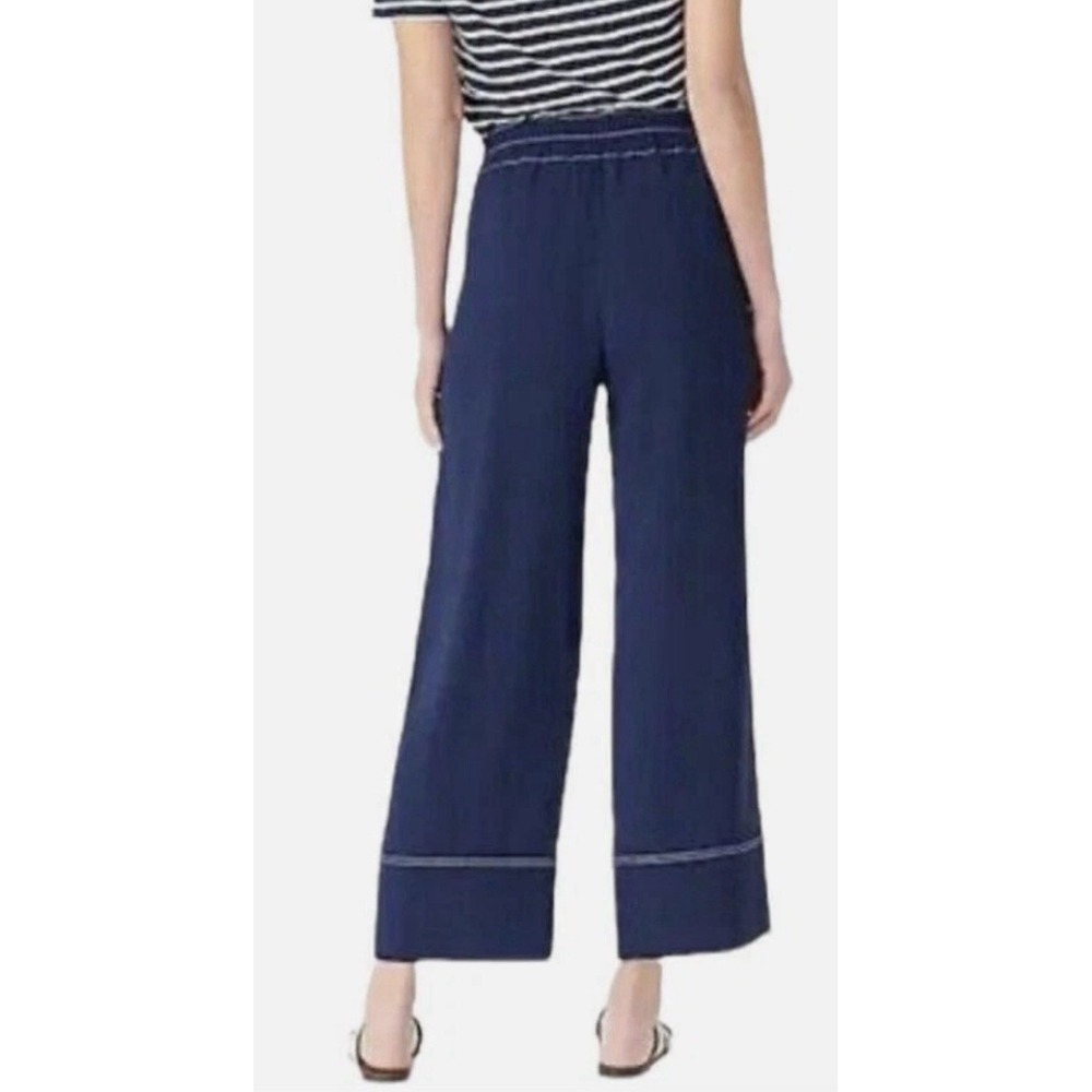 J.Crew Pull-on Crop Pant 365 Crepe Sailor Wide Leg Navy Blue Coastal Size 10 - Picture 10 of 10